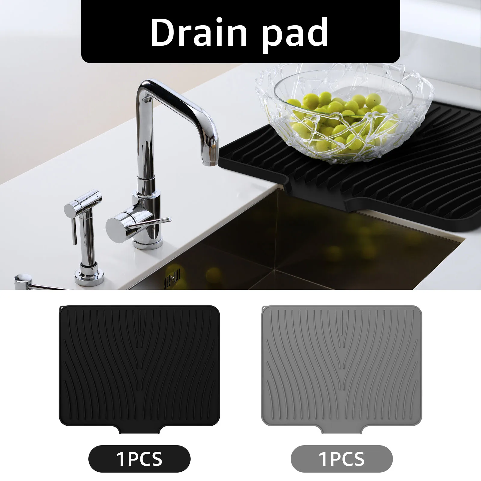 Silicone Draining Pad Dish Drying Mat Kitchen Tableware Non-slip Mats Anti-scald Coaster Kitchen Heat-insulating Pot Pads