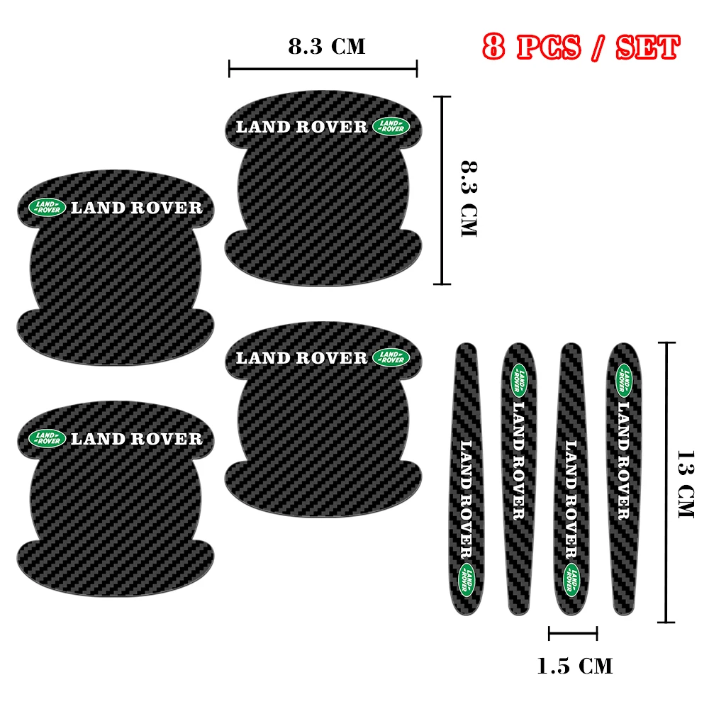 Protector de manija de puerta de coche, pegatina de cuenco de puerta de silicona antiarañazos de fibra de carbono para Land Rover Range Rover