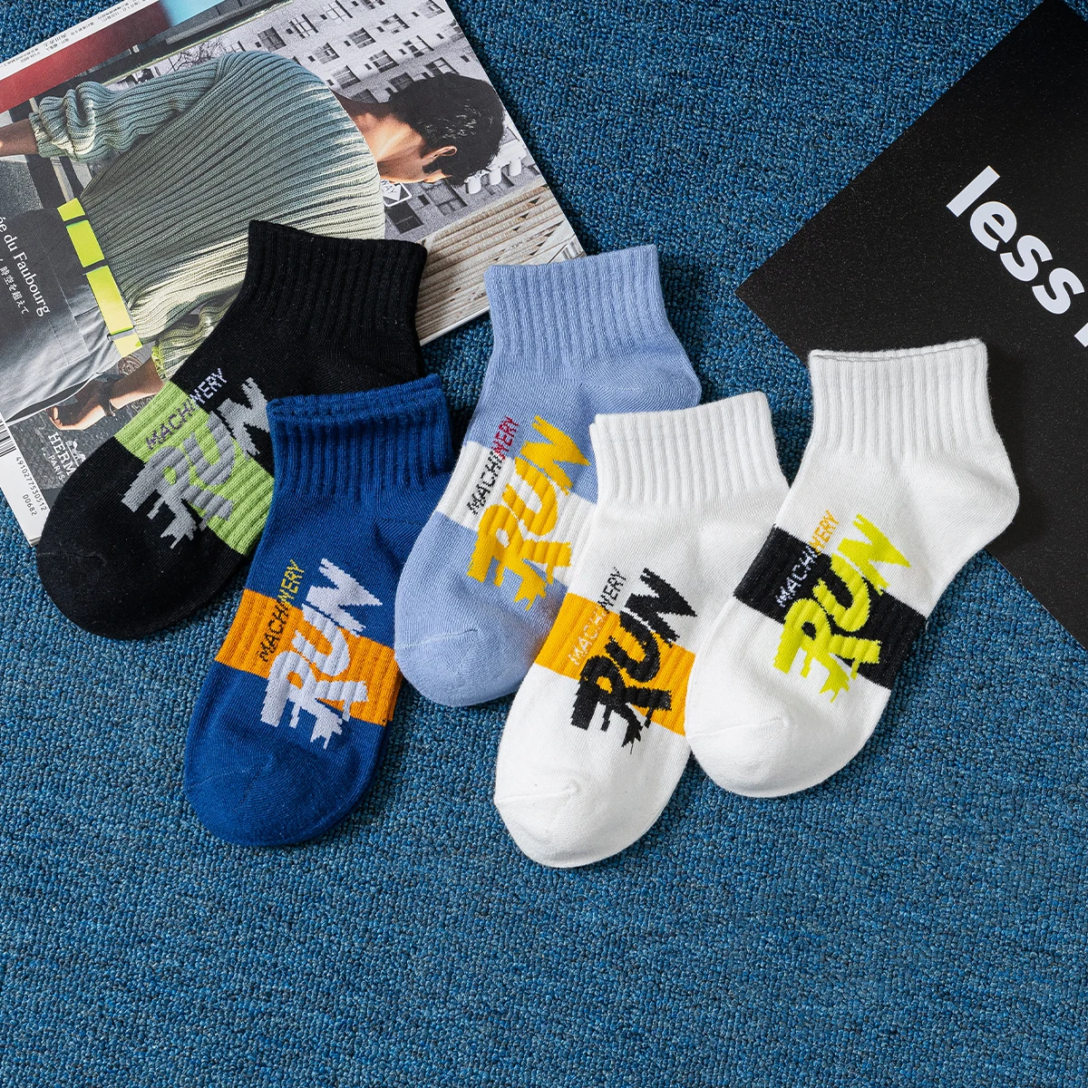 Винтажные короткие велосипедные носки с надписью, низкой талией, термоноски для тренировок в помещении для девочек, японские домашние носки-трубы, мужские носки, уличная одежда