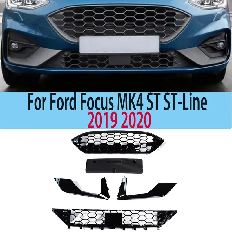 For Ford Focus MK4 ST ST-Line 2019 2020 Car Front Racing Billet Upper&Lower Bumper Grille Facelift Grill Auto Accessories Tuning