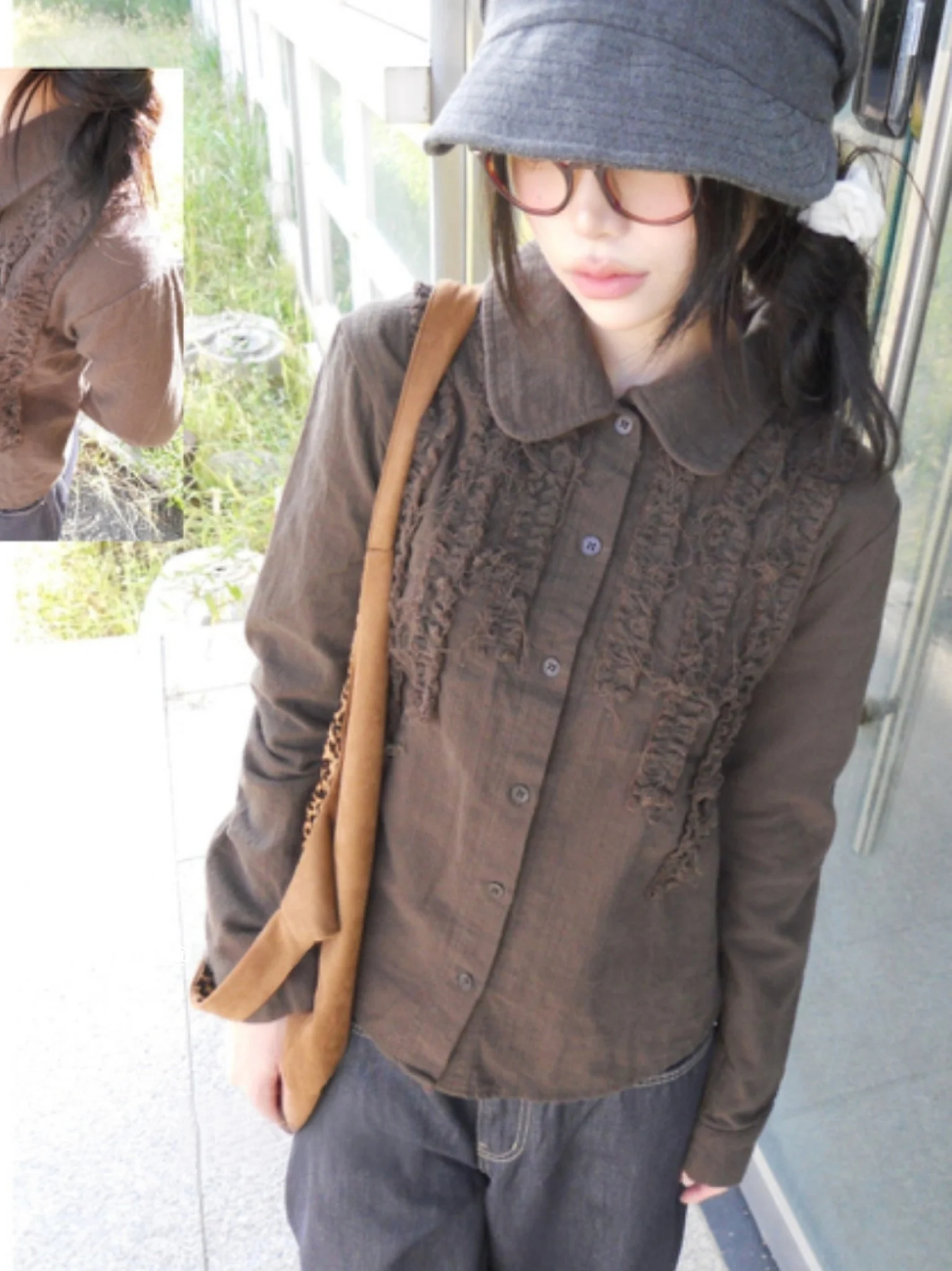 

Женский повседневный топ в стиле ретро в японском стиле Long Sve irt с кисточками, универсальный топ с цветочным кружевом, удобный крой