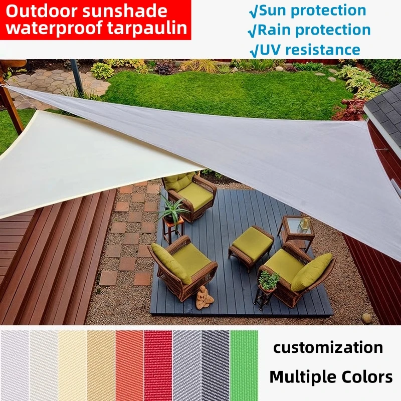 

Outdoor Triangular Waterproof Sunshade Sail Courtyard Terrace Swimming Pool Sunshade Sail Garden Camping Shading Cloth 16 Colors