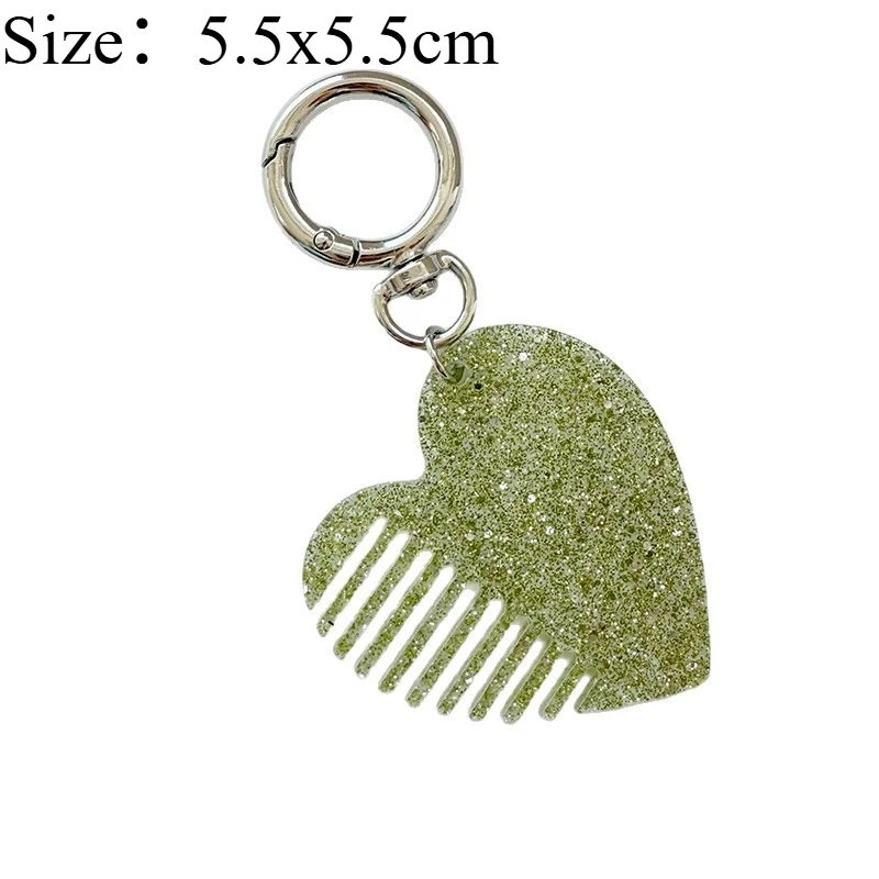 Unique Luxury Heart‑Shaped Hair Comb Keychain,Glitter Sequins Car Bag Hanging Ornament,DIY Accessory for Car Pendant Decoration