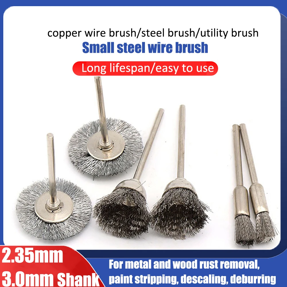 

Wire Wheel Bowl Cup Brush Set Drill Polishing Dremel Tools 2.35mm 3mm Shank for Power Die Grinder Rotary Electric Abrasive Tool