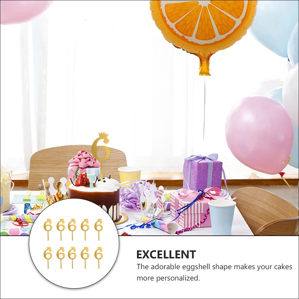 

10 Pcs Decoration Digital Cake Plugin Party Dessert Picks Toothpick Birthday Topper Decorations Toppers Number Baby