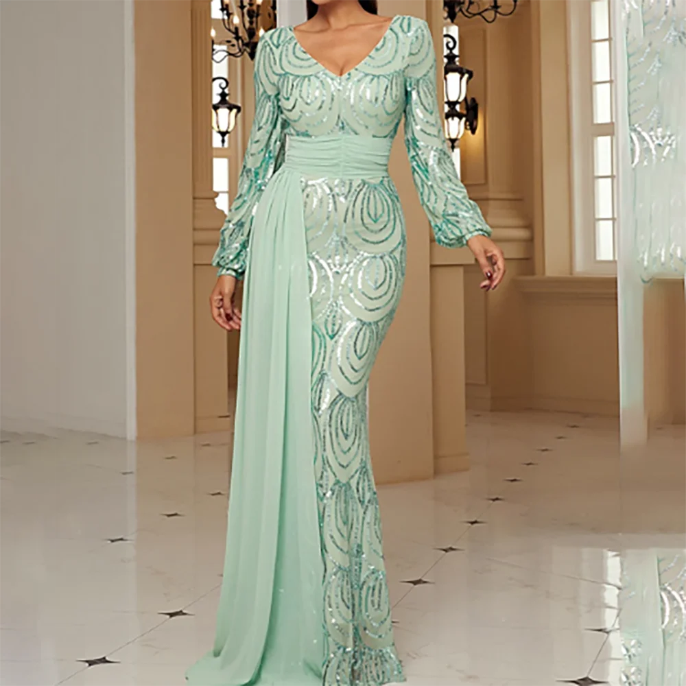 

Classic V-Neck Appliquins Sashes Mermaid Formal Evening Dresses Birthday Party Prom Gowns Customized