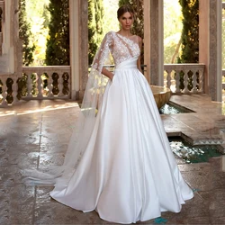 Exquisite A-Line Wedding Dresses For Women Lace Printing Bridal Gowns Sexy Appliques Backless Vestidos De Noiva 2024 Customized
