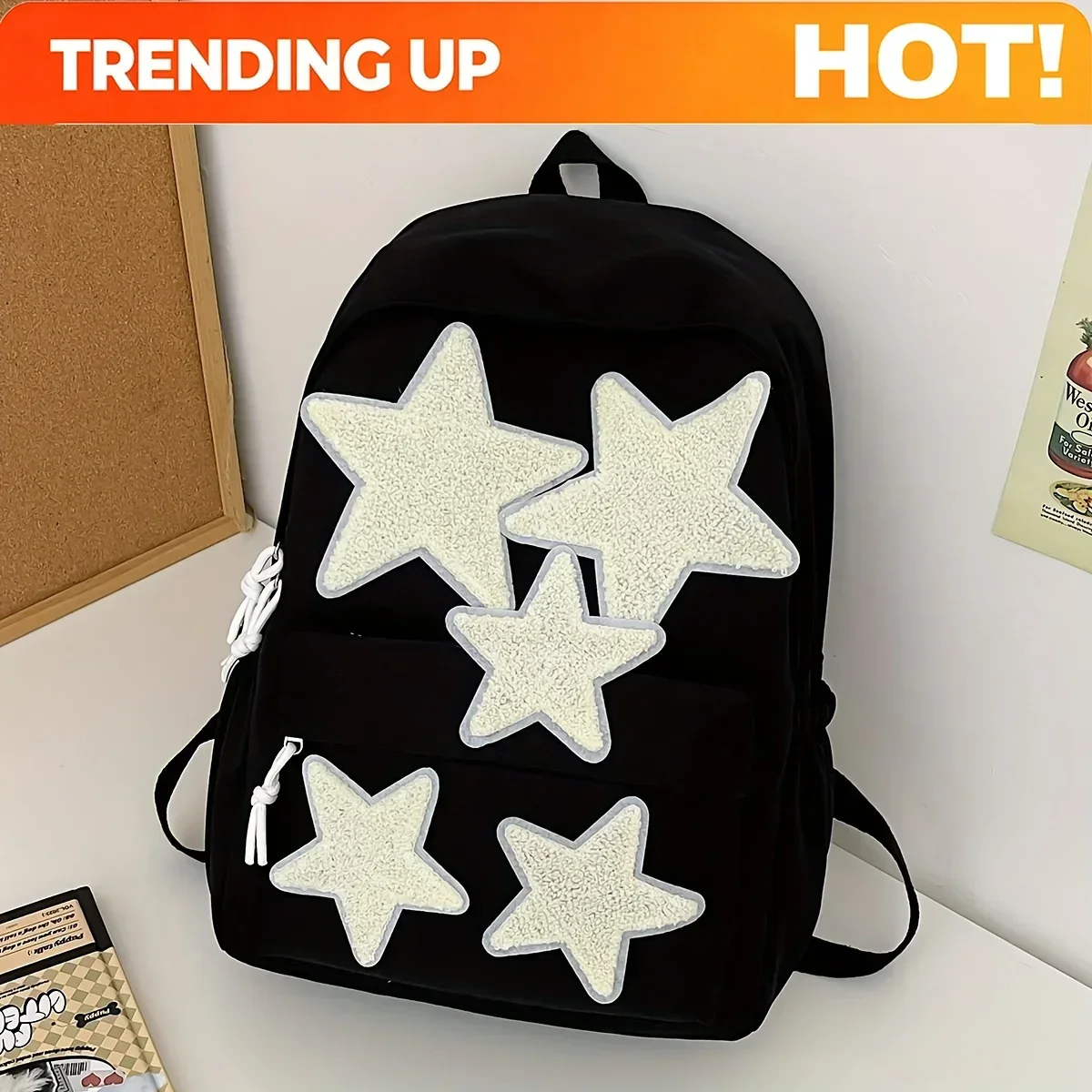 Custom Stylish Backpack Stylish StarPatterned Women's Backpack | Adjustable Straps, Zip Closure, Practical Pockets & Laptop Comp