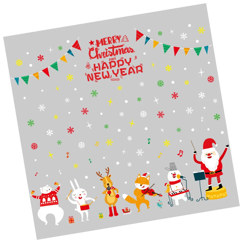 

1 Sheet Christmas Wall Decal Cartoon Sticker Removable Shop Window Party Decoration Sticker Christmas Wall Decals