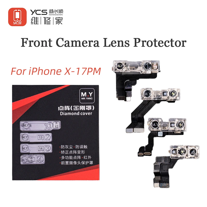 YCS M.Y iPhone Front Camera Lens Protector Dot Matrix Diamond Cover Dust Proof Part for iPhone X-17 Pro Max 4PCS Repair Tool
