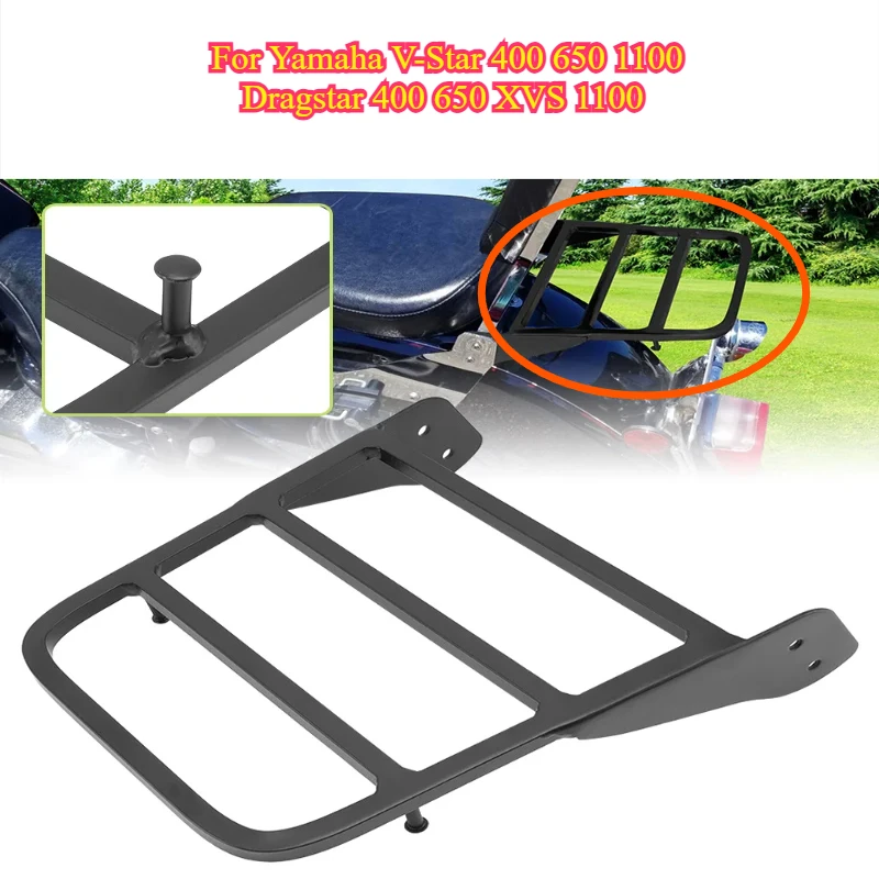 Motorcycle  Steel Sissy Bar Backrest Rear Luggage Rack Black For Yamaha V-Star 400 650 1100 Dragstar 400 650 XVS 1100 2000-2011
