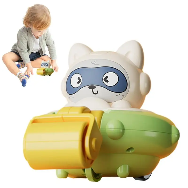 Toddler Toy Car Interactive Space Theme Vehicle Toy Animal Car Press Toy With Movable Joints Kids Early Learning Toy For Birthda