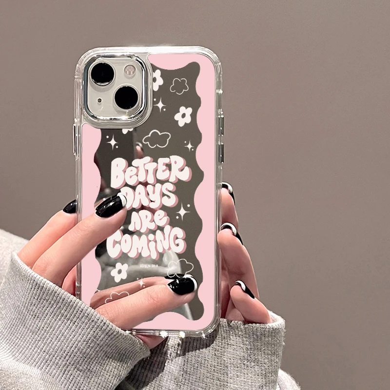 

Pink Letter Better Bays Mirror Glass Phone Case For iPhone 14 13 12 11 16 15 Pro Max XR X Cases Cover iPhone11 14Pro Max Fundas
