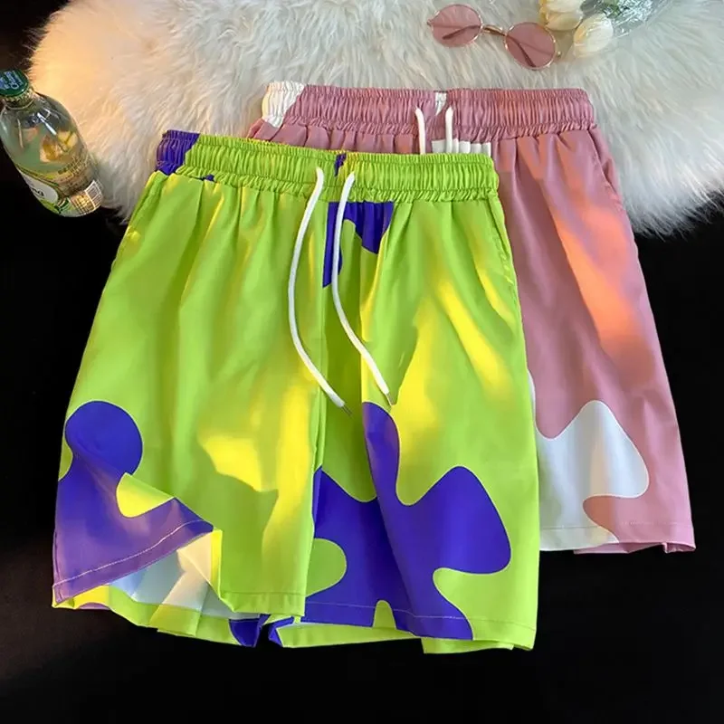 2023 verão nova luz de luxo moda praia shorts homens floral calças soltas shorts casuais boutique roupas estilo simples