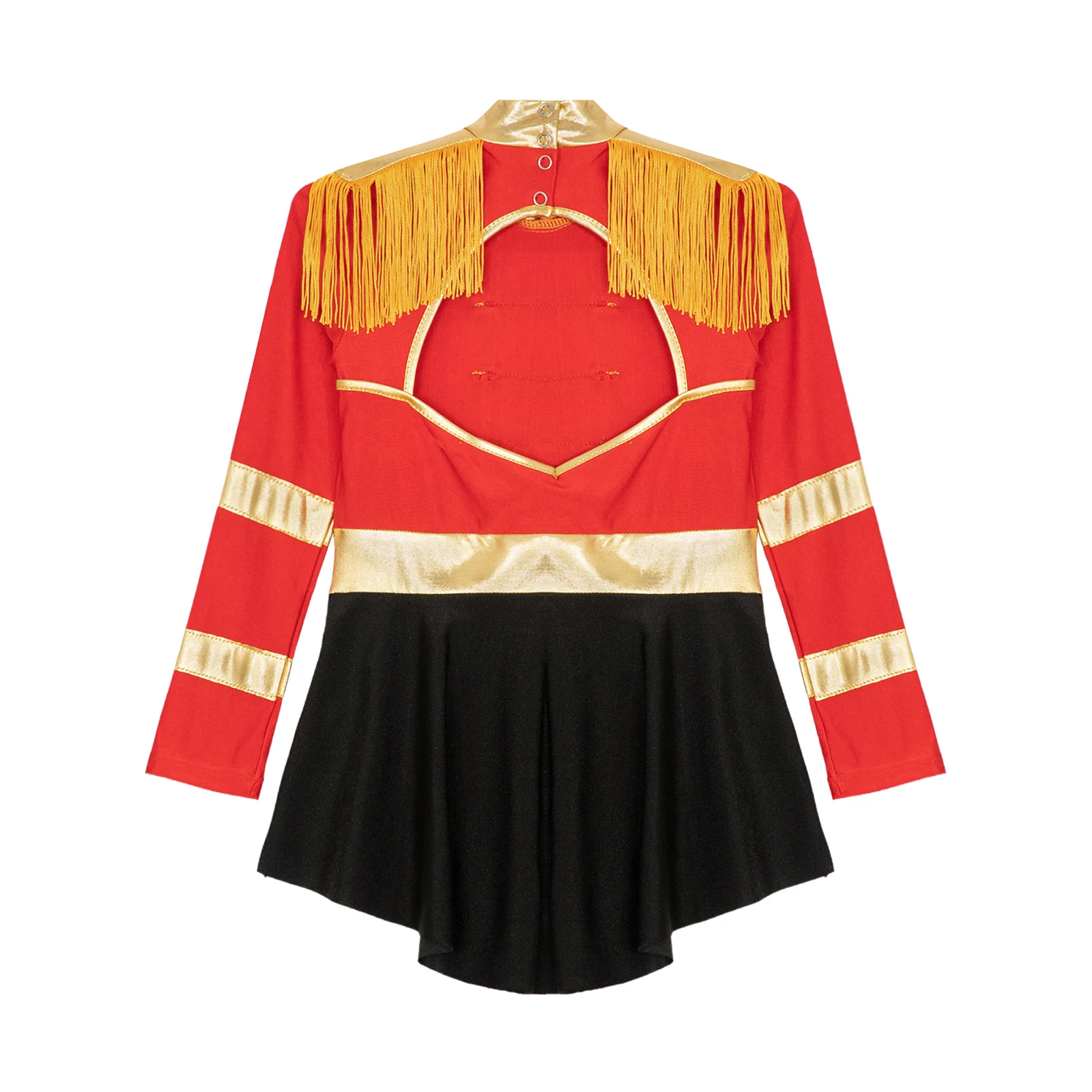 Girls Circus Ringmaster Cosplay Costume Marching Band Honor Guard Parade Performance Clothes Long Sleeve Leotard Dress with Hat