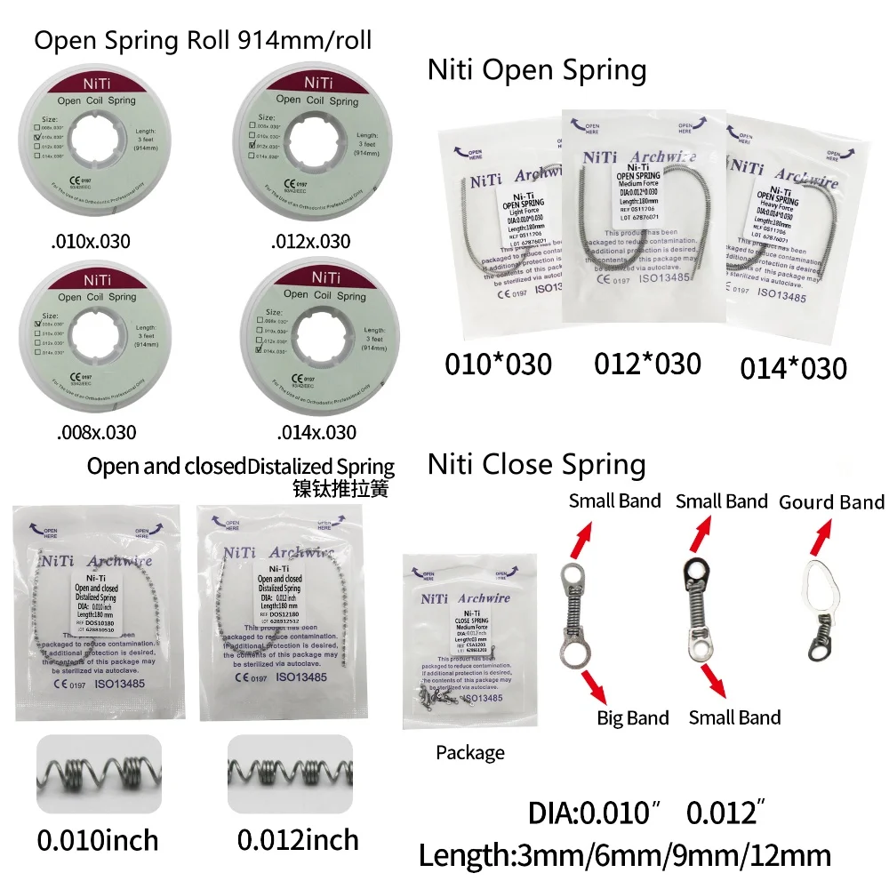1Pack Orthodontic Niti Open Coil Spring Close Spring Open and Closed Spring Double Small 1Big 1Small HeadHead