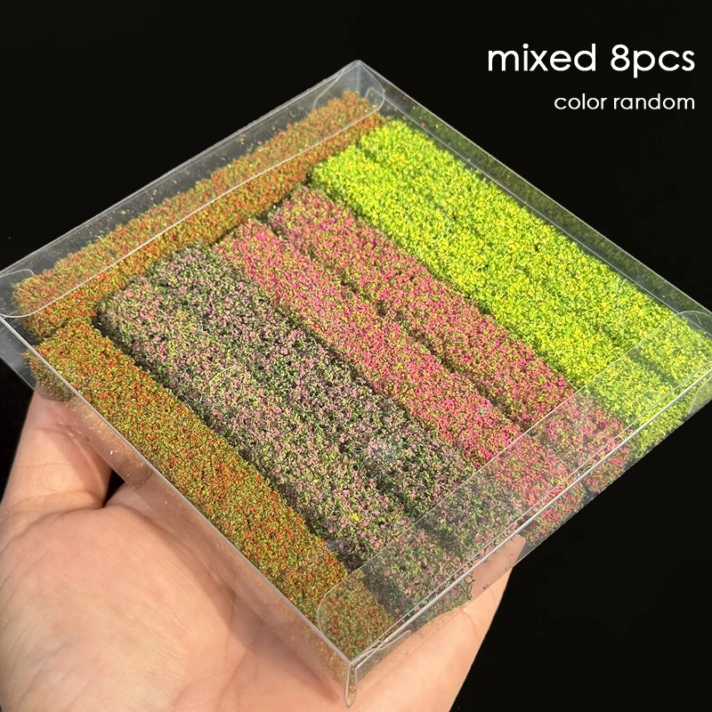 8Pcs/pack Simulation Shrub Strips Model Hedge Bush Miniature Landscape for HO Scale Train Diorama Wargame Sand Table