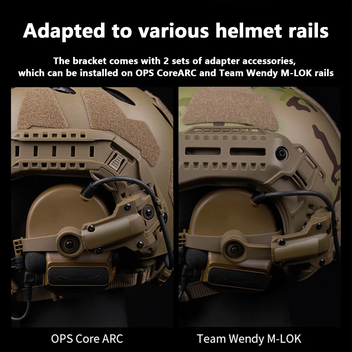 Tactical Helmet OPS CORE ARC/Wendy M-LOK Rail Adapter Helmet Mount is Suitable for Tactical COMTAC III Shooting Headset