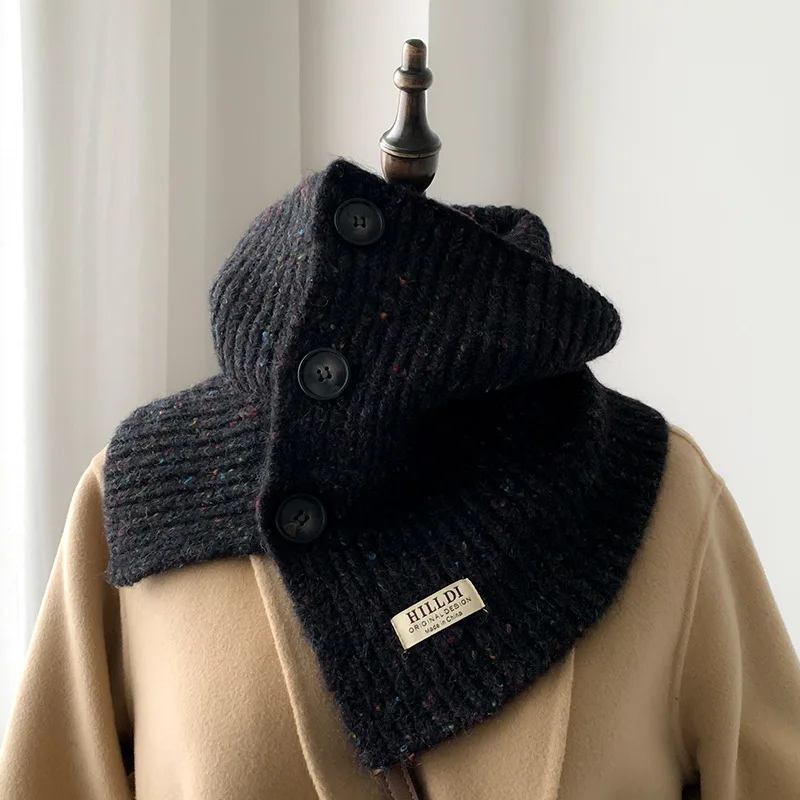Poncho New Cape Button Knitted Women's Autumn and Winter Versatile High End Fake Collar Pullover Knitted Neck Cloak P3