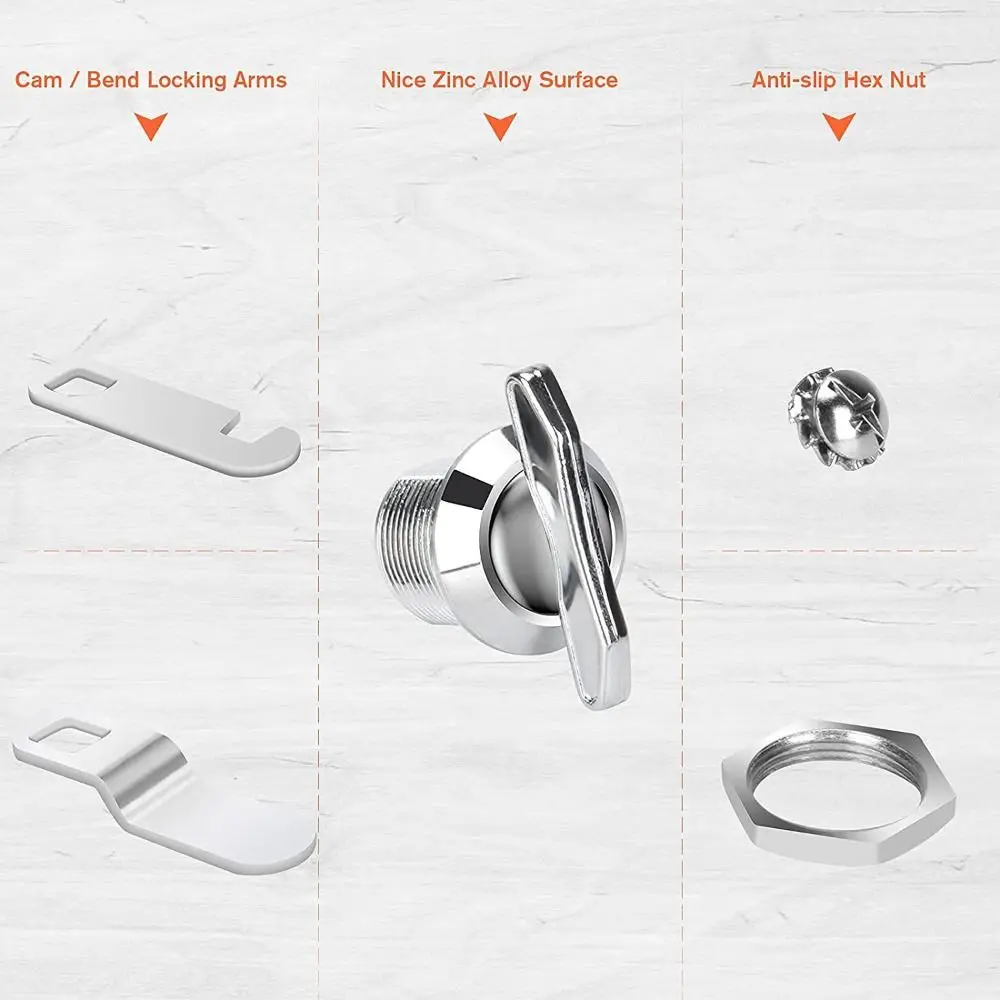 Professional Keyless Rv Door Lock Weather Resistant Zinc Alloy Cam Lock Chrome Plated Cabinet Lock Toolbox