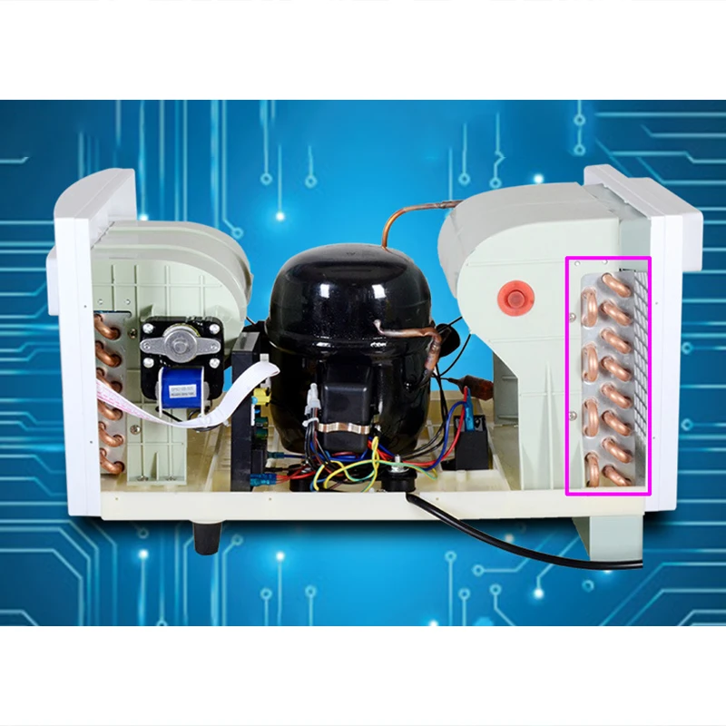 ตู้เย็นเครื่องปรับอากาศขนาดเล็กแบบพกพาตู้เย็นตั้งโต๊ะตาข่ายกันยุงเครื่องปรับอากาศตู้เย็นขนาดเล็กระบายความร้อนสัตว์เลี้ยง