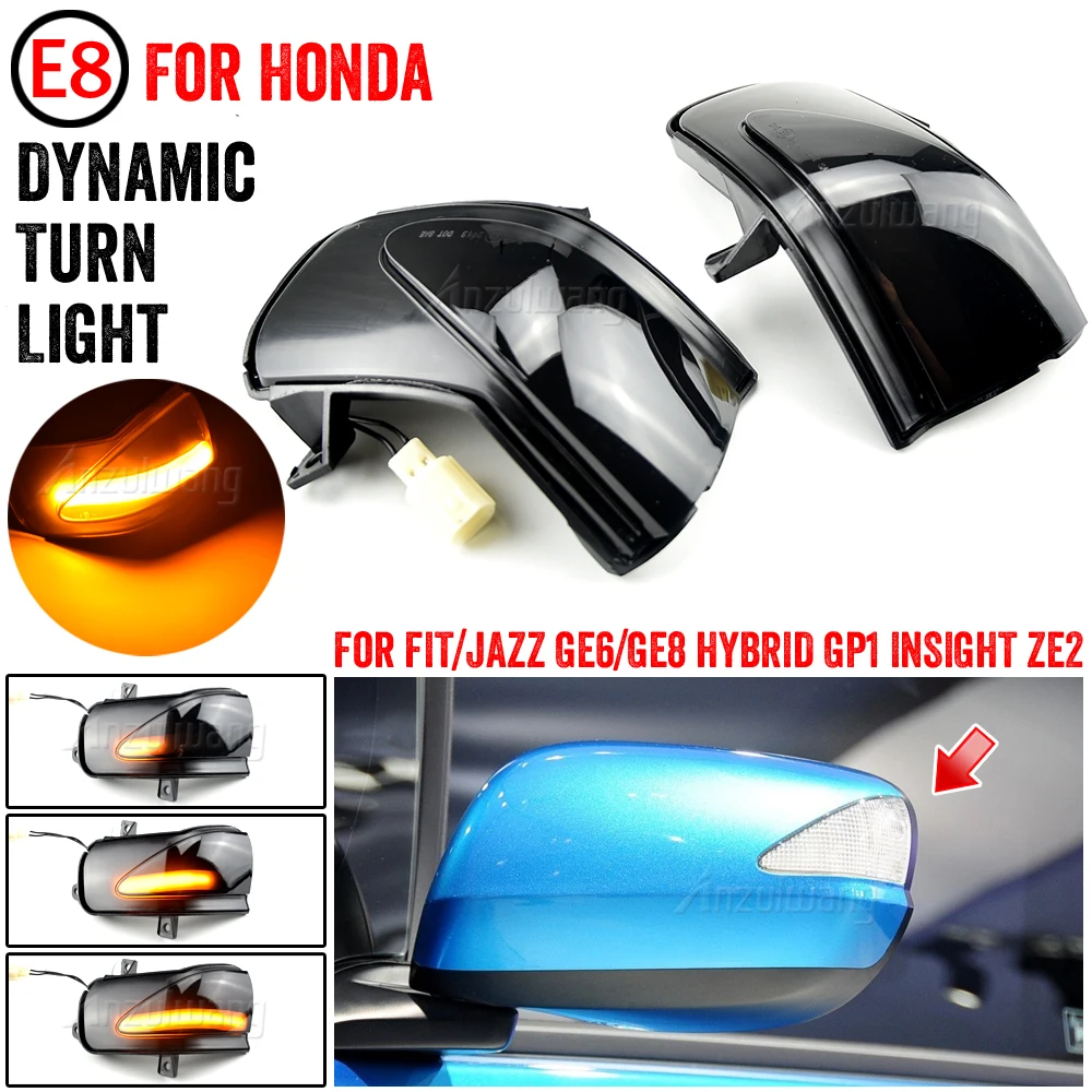 Smoked Lens Dynamic Side Mirror Turn Signals For Honda Fit Jazz 2009-2013 LED Sequential Door Mirror Indicator Blinker Lights