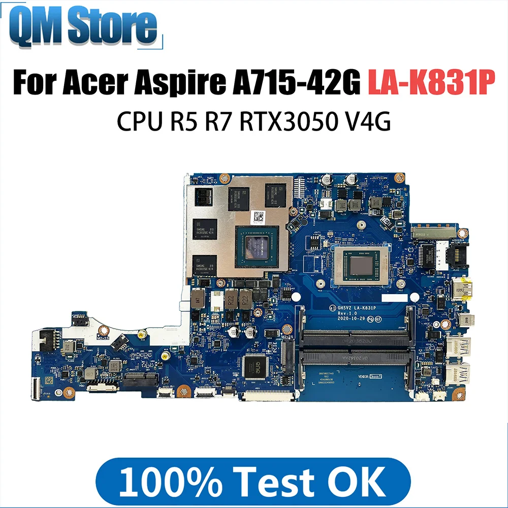 

LA-K831P Mainboard For Acer Aspire 7 A715-42G Laptop Motherboard with R5-5500U CPU RTX3050 V4G 100% Teste