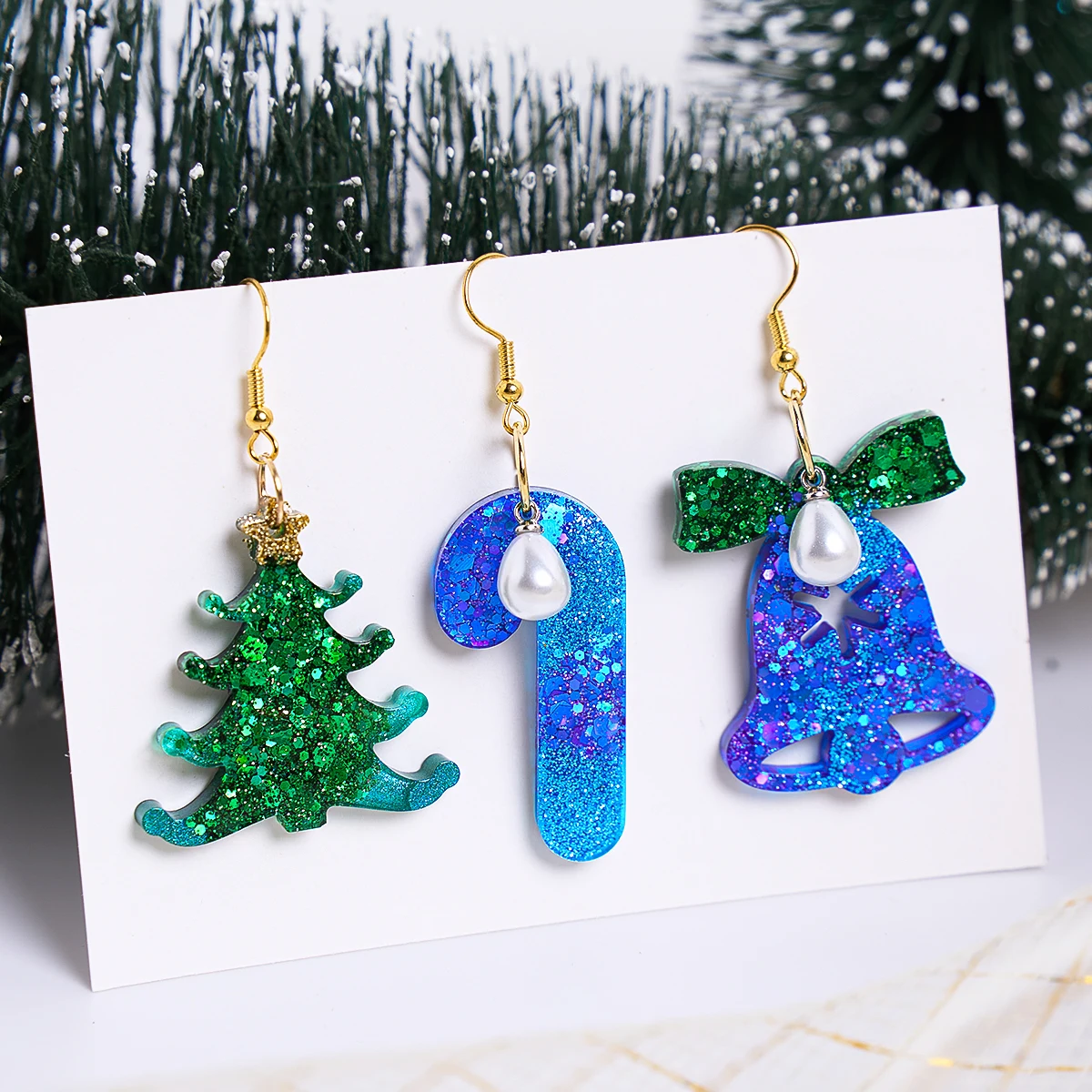 Christmas Earring Pendant Silicone Mold DIY Christmas Elements Epoxy Resin Molds For DIY Ornaments Keychain Charm Jewelry Craft