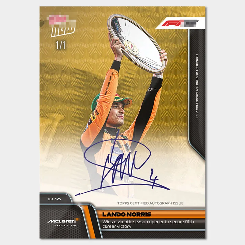 Topps Now 2025 Tarjeta de Fórmula 1 13 Lando Norris Diy Homemade F1 Racing Car Stat Autógrafo Tarjetas comerciales Colección de regalos de cumpleaños