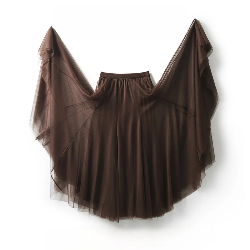 Authentic Women's  Color Mesh Half Skirt Original Tag Cut Garment True Product Order Tailored Stock Pure Color Skirts