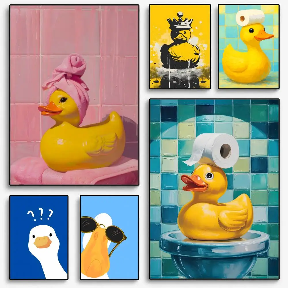Duck Print Art Picture Funny Cute Animal Poster Room Home Decoration Interior Wall Art Printing Garage Posters Gift