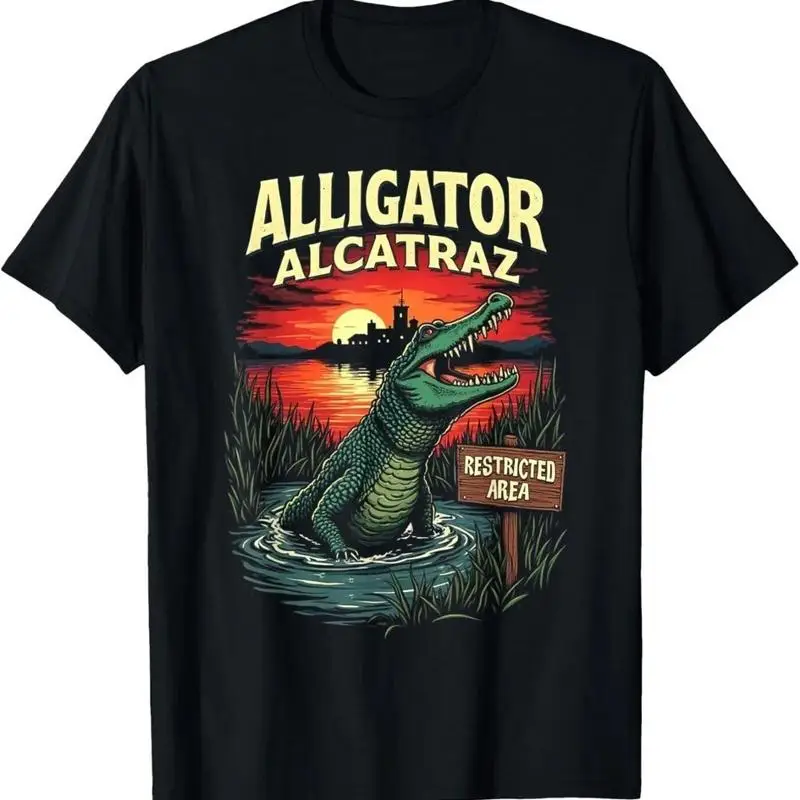 Funny Meme Alligator Alcatraz Restricted Area T Shirt