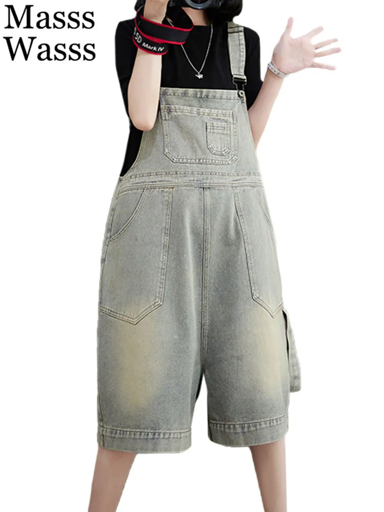 Mass Wass Koreaanse zomerbroek Damesmode Denim overalls Losse vintage shorts Vrije tijd Jeans Dames Klassieke luxe broek