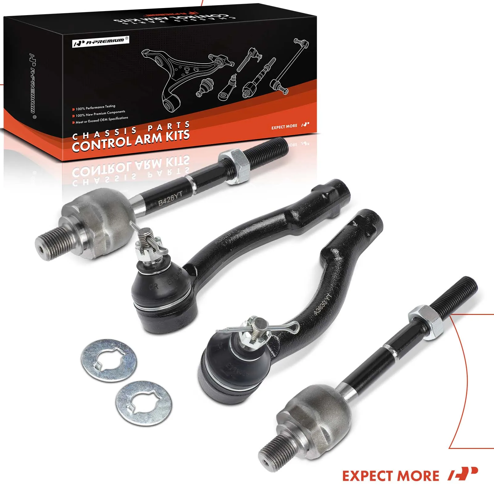 A-Premium 4x Front Inner & Outer Tie Rod End Kit for Hyundai Sonata 1999-2005 XG300 2001 XG350 Kia Optima Magentis 2001-2005