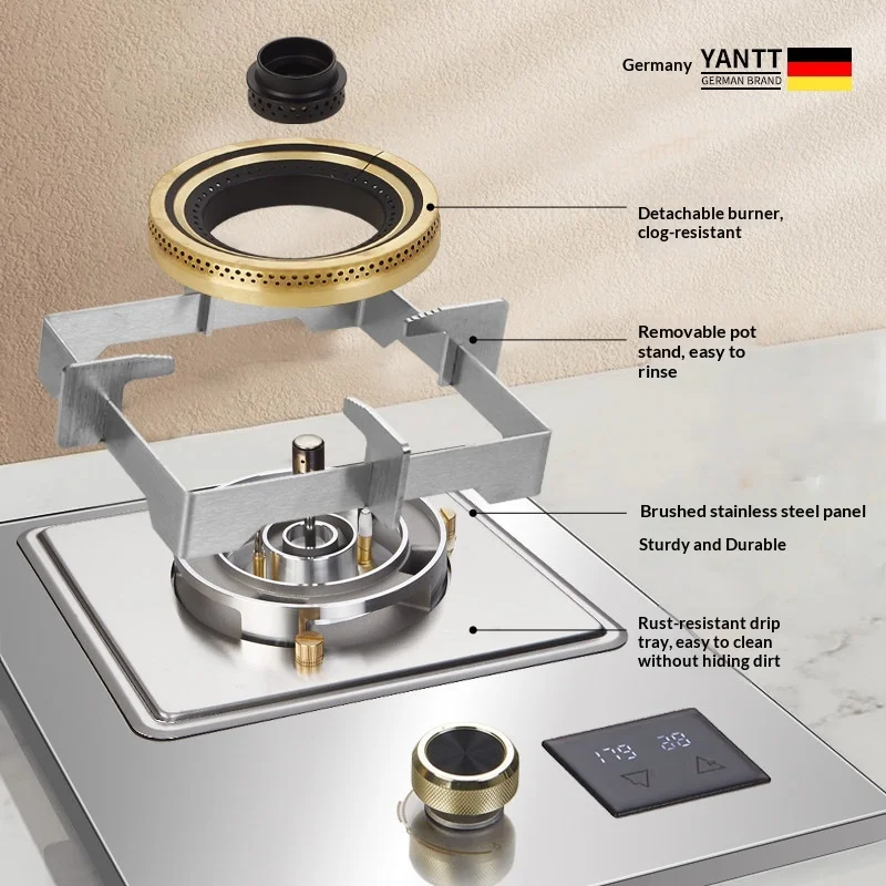 Stainless Steel Anti-dry Burning Single Gas Stove 5.2KW Fire Fierce Natural Gas Household Timing Stove