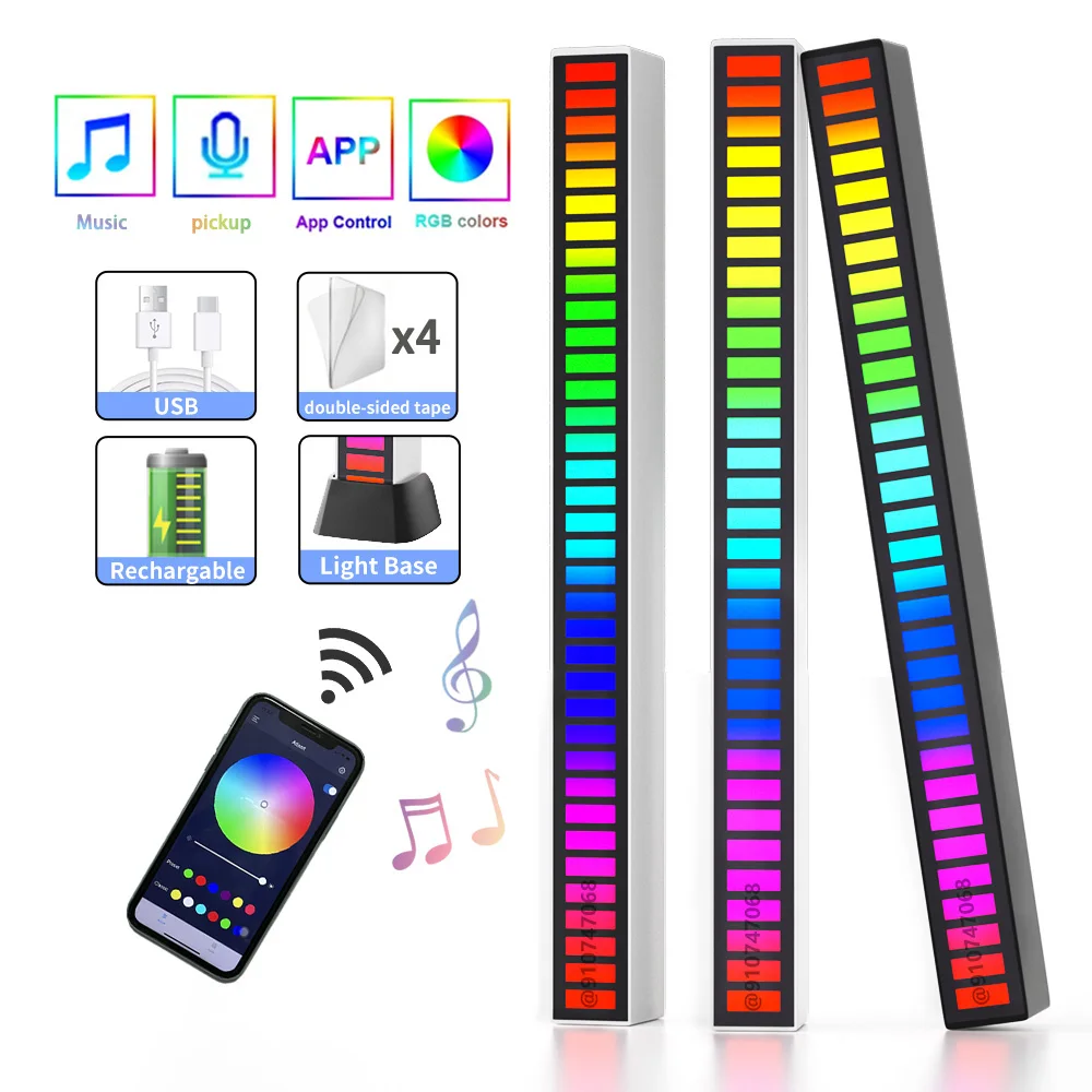 

RGB LED Strip Light Music Sound Control Pickup Rhythm Ambient Lamp Atmosphere Night Lights For Bar Car Room TV Gaming Decoration