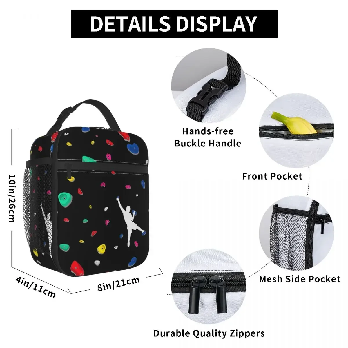 Climbing Boulder Wall Rock Climber Bouldering Insulated Lunch Bag  Climbers  Container Cooler Thermal  Box School