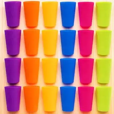 

24Pcs Beverage Cup Plastic Rainbow Drinking Cups Round Edge Design No Burrs for Party Home Office Kitchen