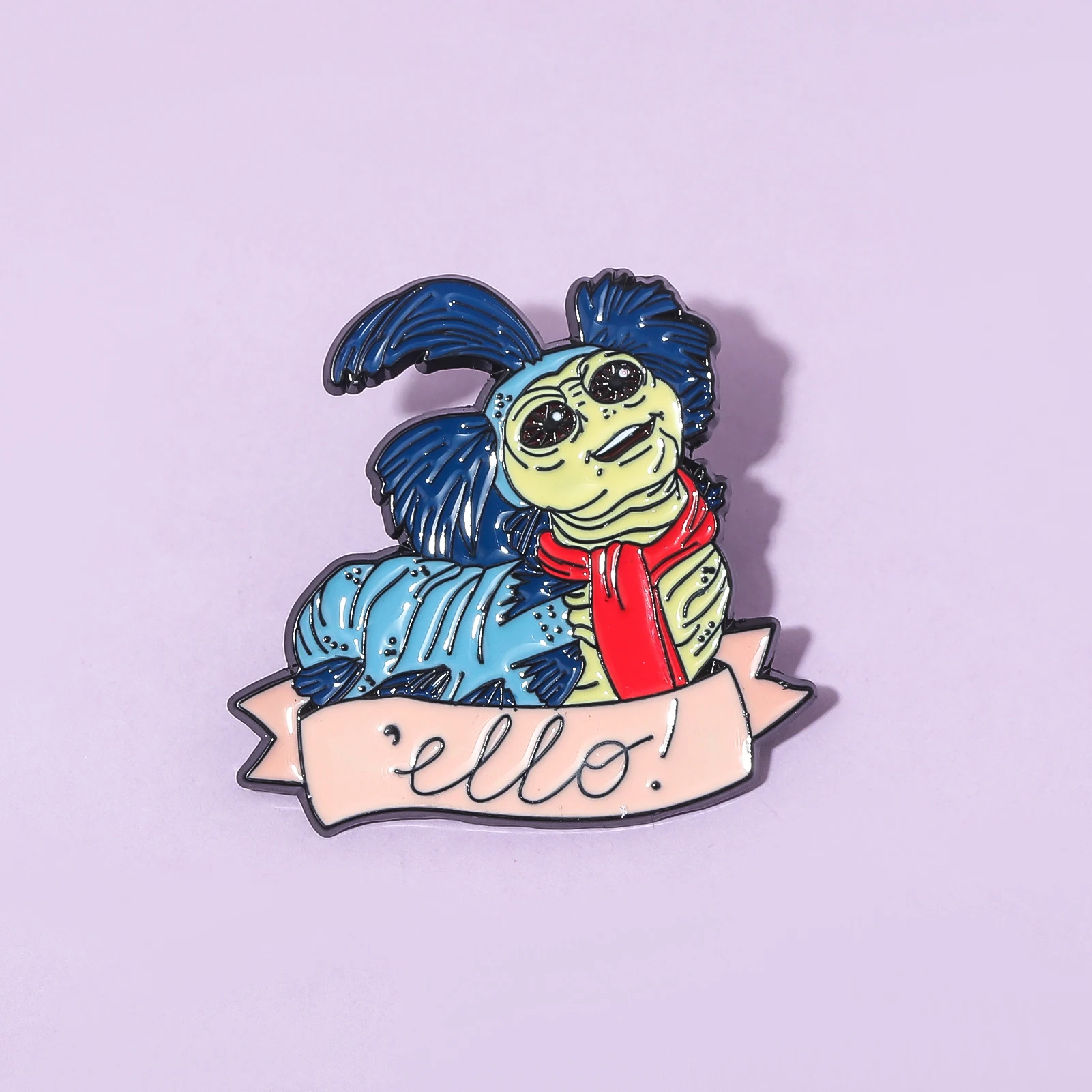 الأزرق دودة متاهة ايلو المينا دبابيس بروش الكرتون شارة معدنية دبابيس الملابس على ظهره التلبيب قبعة الملحقات #2