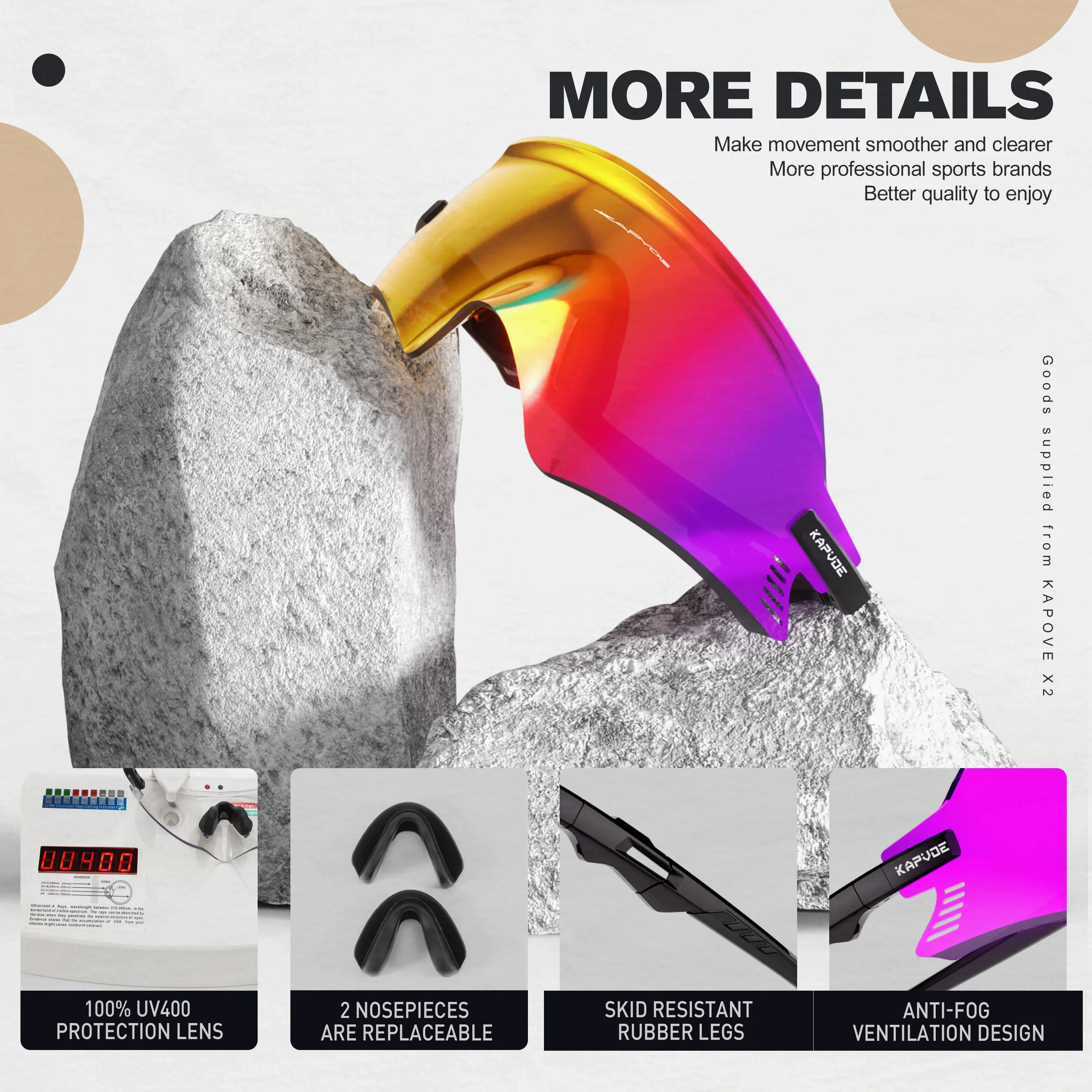 نظارات KAPVOE فوتوكروميك لركوب الدراجات UV400 للرجال نظارات شمسية للدراجات الجبلية MTB للنساء نظارات رياضية خارجية للقيادة والصيد #5