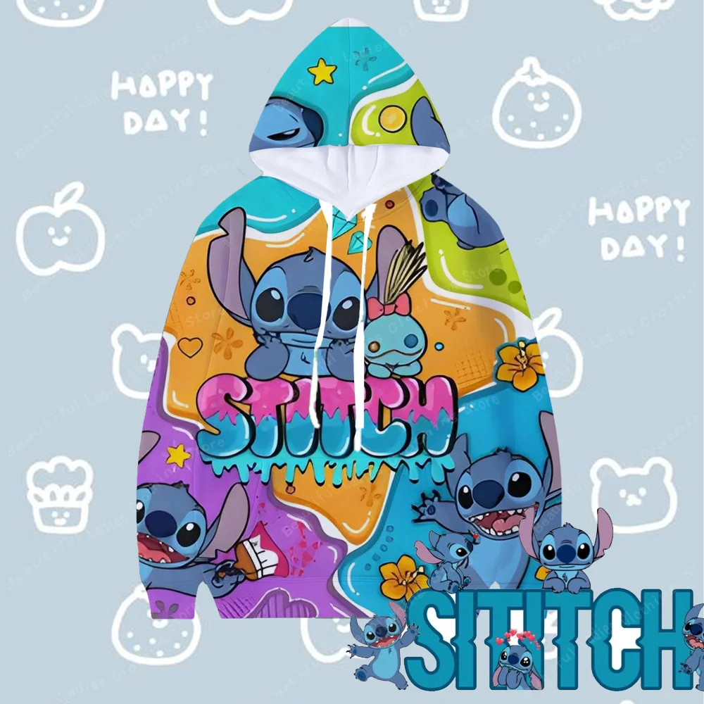 Stitch Cartoon Print Hoodies Women Hooddie Sweatshirt With  Winter And Autumn Causal Women's Oversized Clothing