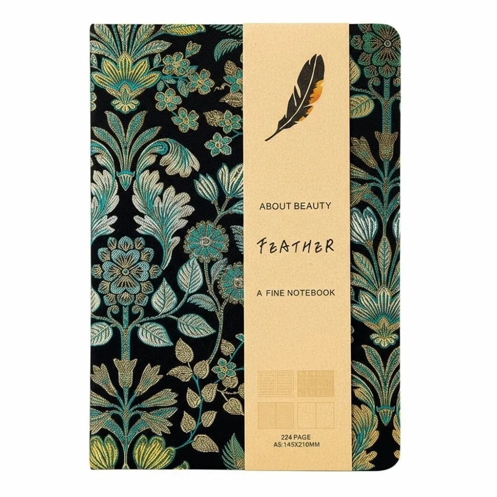 Leather Embroidered Flower Notebook A5 Anti-splash Water Butterfly Journal Book Efficient Academic Weekly Agenda
