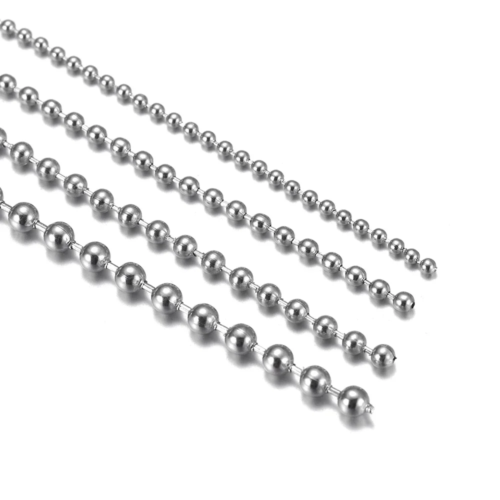 Stainless Steel Finished Chains Necklace Ball Chain with Findings Bundle Steel Jewelry Bead Necklaces Men Accessories 1.6-3mm