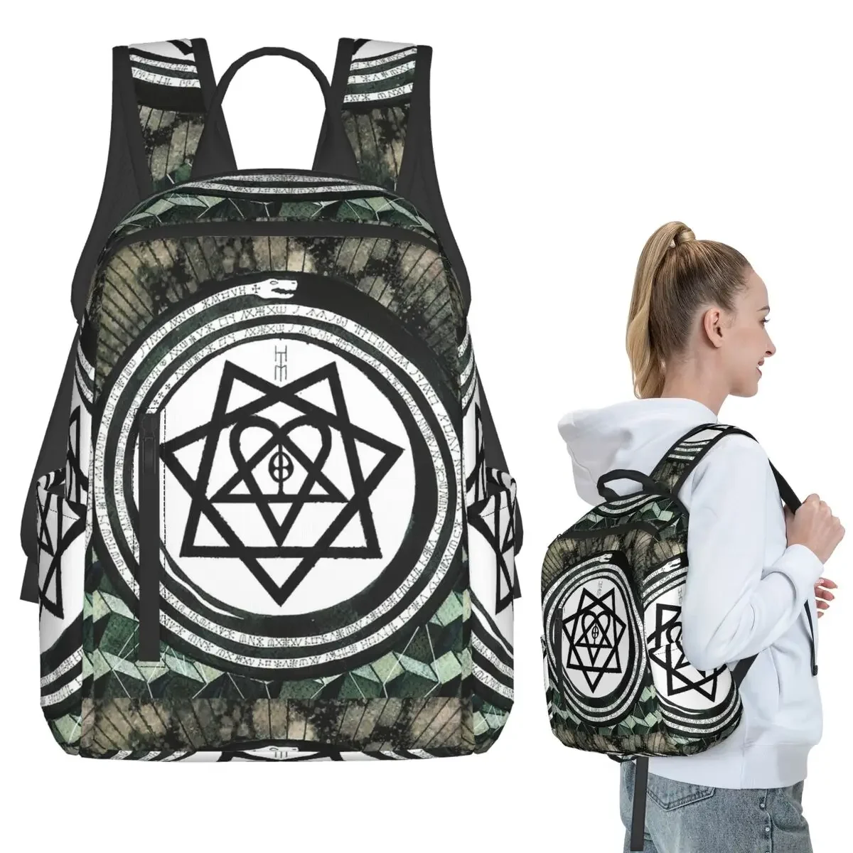 

Him Band Album Heartagram Ville Valo Cool Backpack Student Boys Girls BookBag Kids Computer Shoulder Bags for Men Women