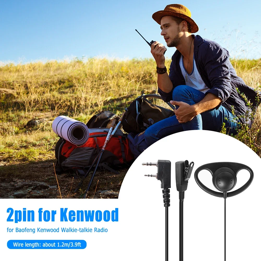 D 모양 2Pin K 헤드 PPT 이어폰 헤드셋 Baofeng Kenwood 용 소음 방지 이어폰 야외 케이터링 호텔에서 널리 사용됨