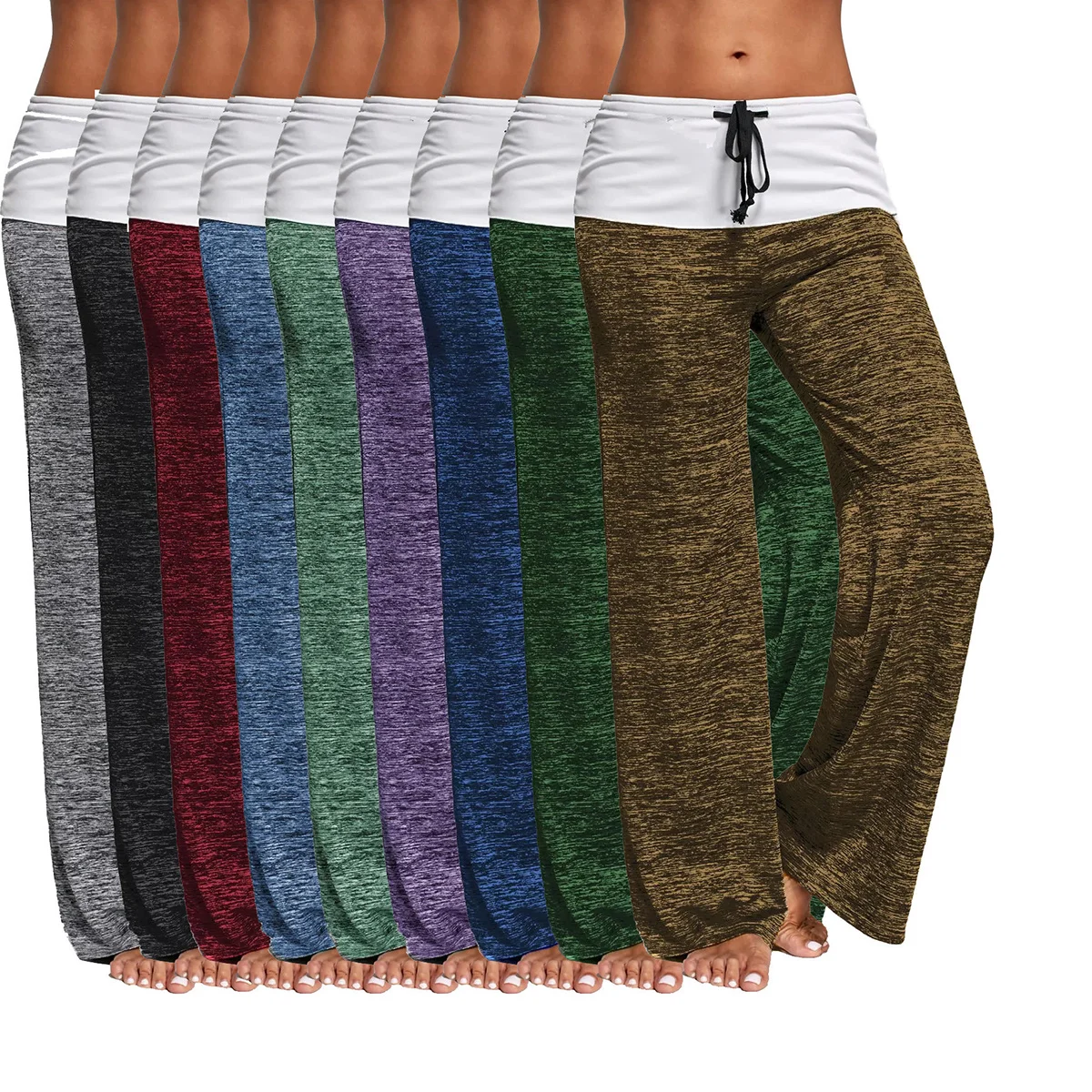 

Womens Yoga Sports Pants Quick Dry Cotton Pilates Harem Pants Long Loose Dance Trousers Size M Blue Elastic Waist