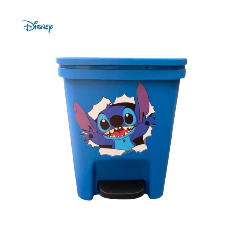 Hot Disney Lilo And Stitch Trash Can Home Living Room Cartoon Large Capacity Personalized Thickened Foot-Operated Paper Basket