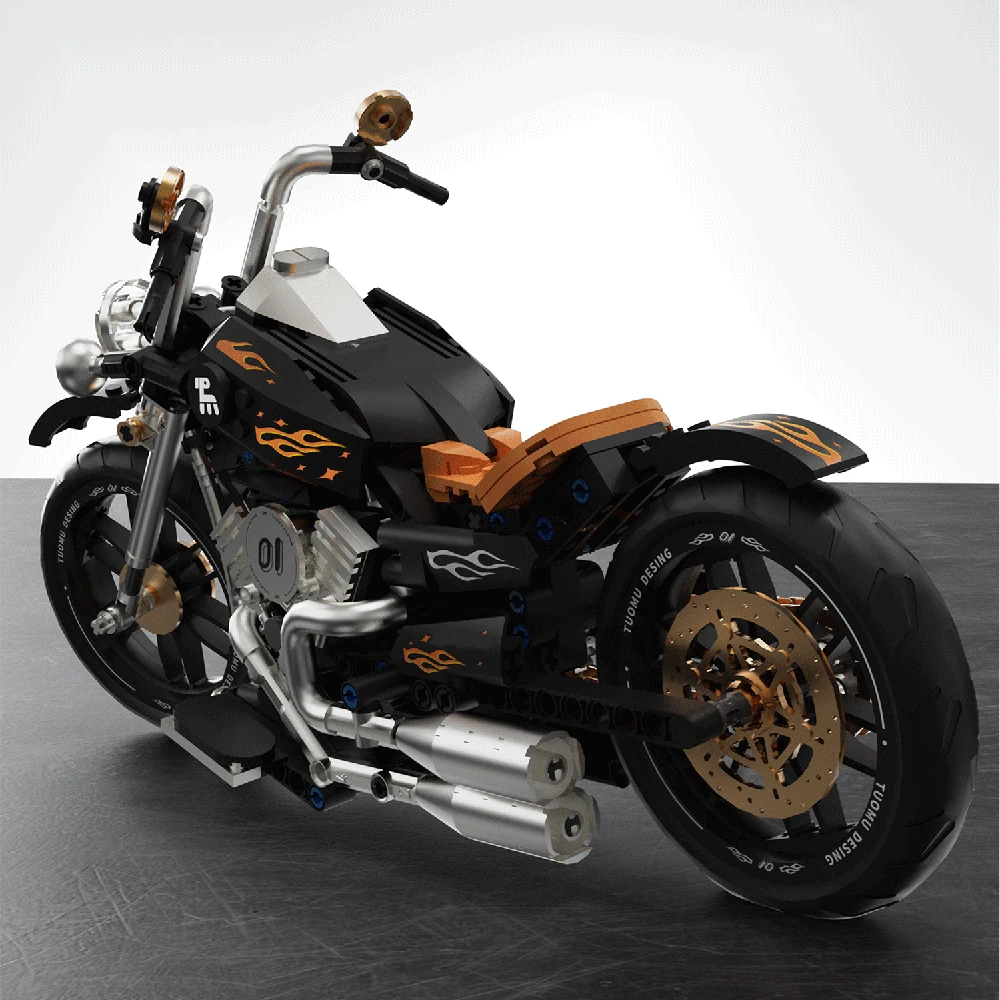 مجموعة مكعبات بناء الدراجات النارية الكلاسيكية الرجعية مجموعة نماذج تقنية للبالغين والأطفال ألعاب تعليمية جذعية هدية للأولاد