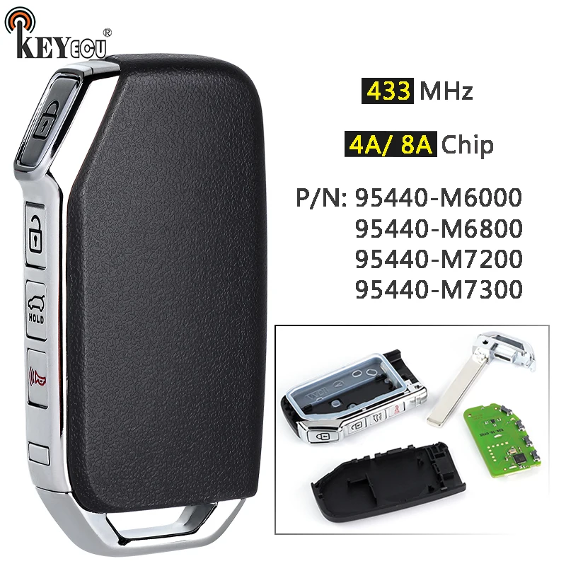 

KEYECU 433MHz 4A 8A Chip 95440-M6000 95440-M6800 95440-M7200 95440-M7300 Keyless-Go Smart Remote Key Fob for Kia Forte 2018-2023