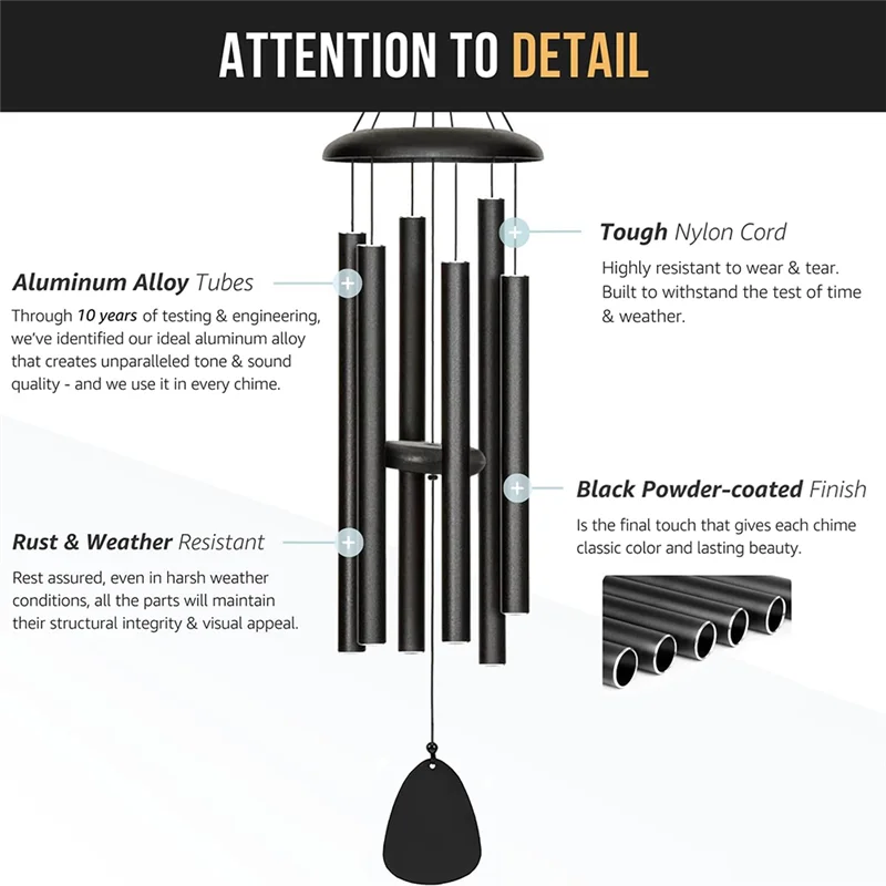 VELIF-Wind Chimes For Outside 3 Replaceable Wind Catchers Wind Chime With Deep Tone,Large Windchime, Windchimes Outdoors